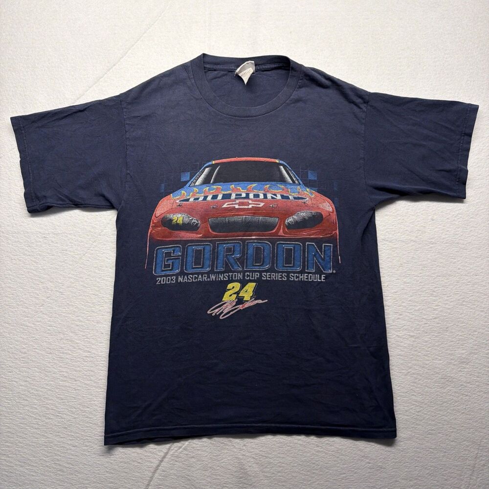 Vintage Y2K 2003 Jeff Gordon DuPont #24 NASCAR Winston Cup Schedule T-Shirt Sz M